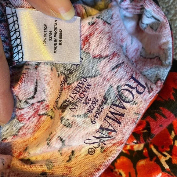 Roaman’s Cotton Boho Floral Spring Summer Casual Blouse Women plus size 2X - Picture 4 of 5